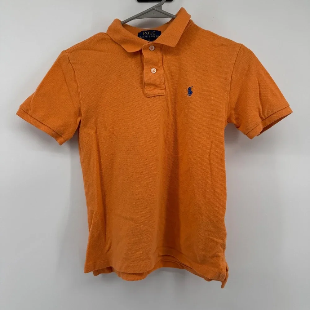 Polo Ralph Lauren Kids Medium 10 -12 Orange Short Sleeve Shirt Embroidered‎ Pony